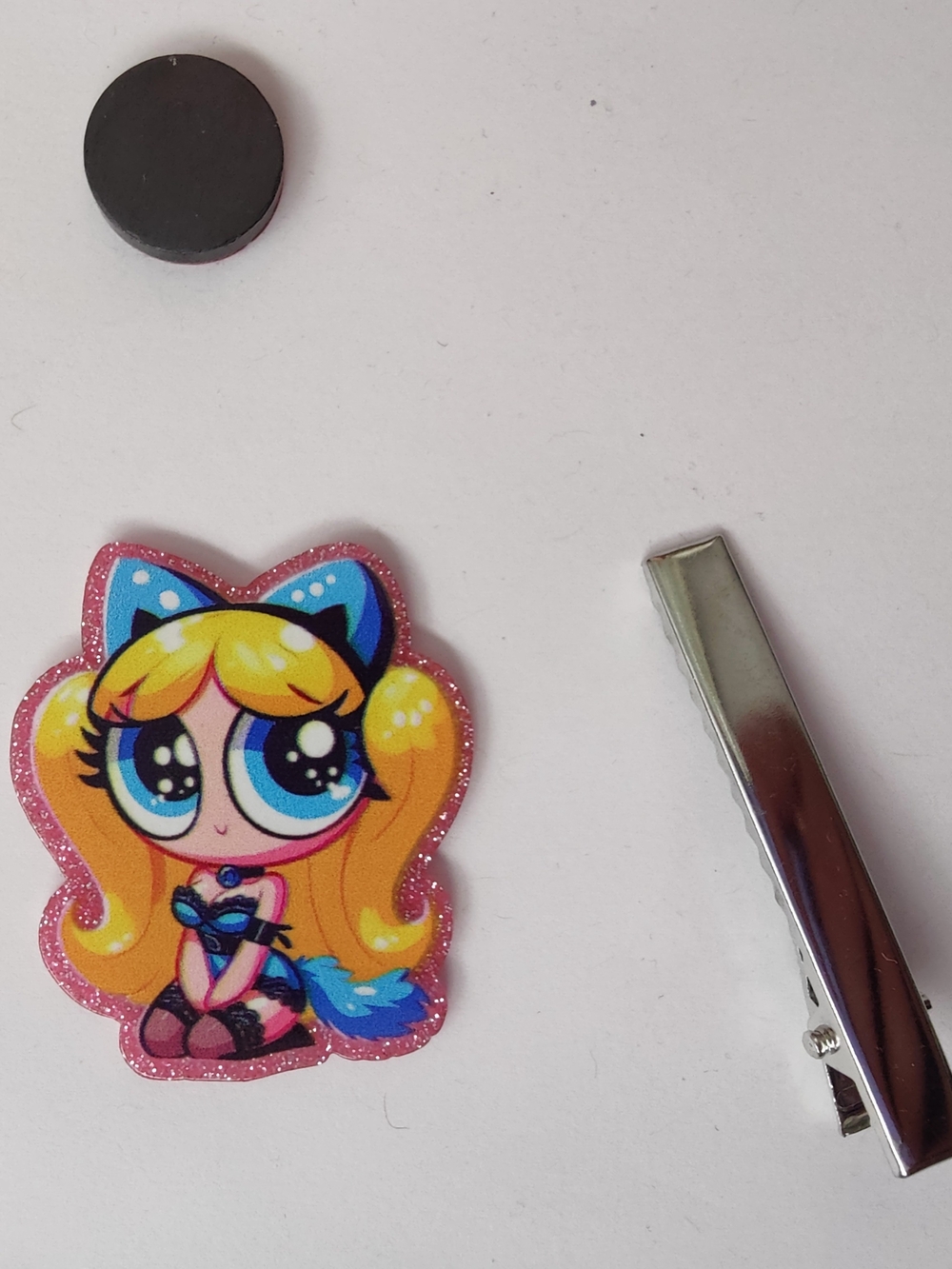 Custom Handmade Character Magnet or Hair Clip- Bubbles PowerPuff